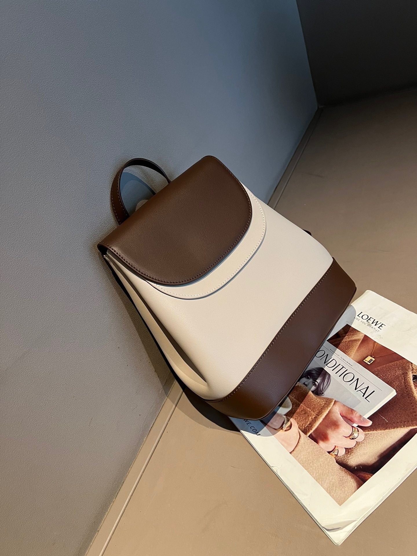 Design Leather Female Contrast Color Versatile Backpacks