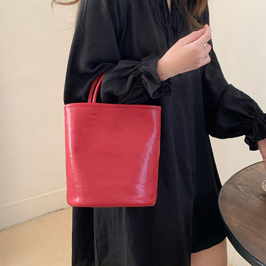 Women's Vegetable Tanning Leather Portable Niche Genuine Handbags