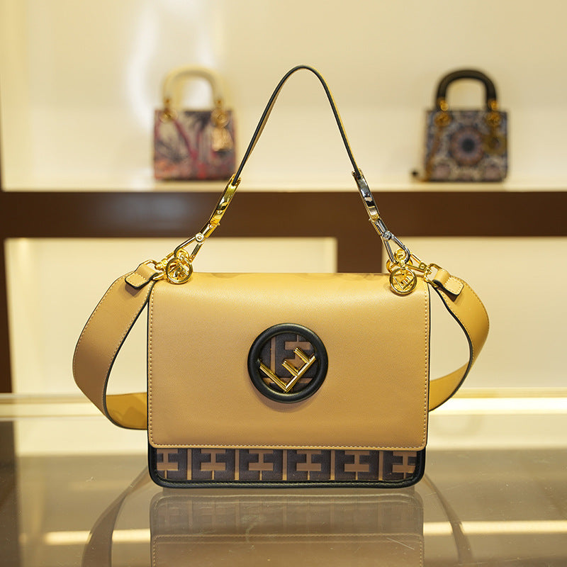 Women's Leather Wide Strap Portable Fashion Embossed Crossbody Bags