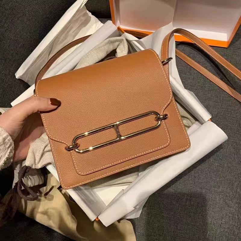 Women's Nose Lychee Pattern Cattlehide Leather Fashion Shoulder Bags