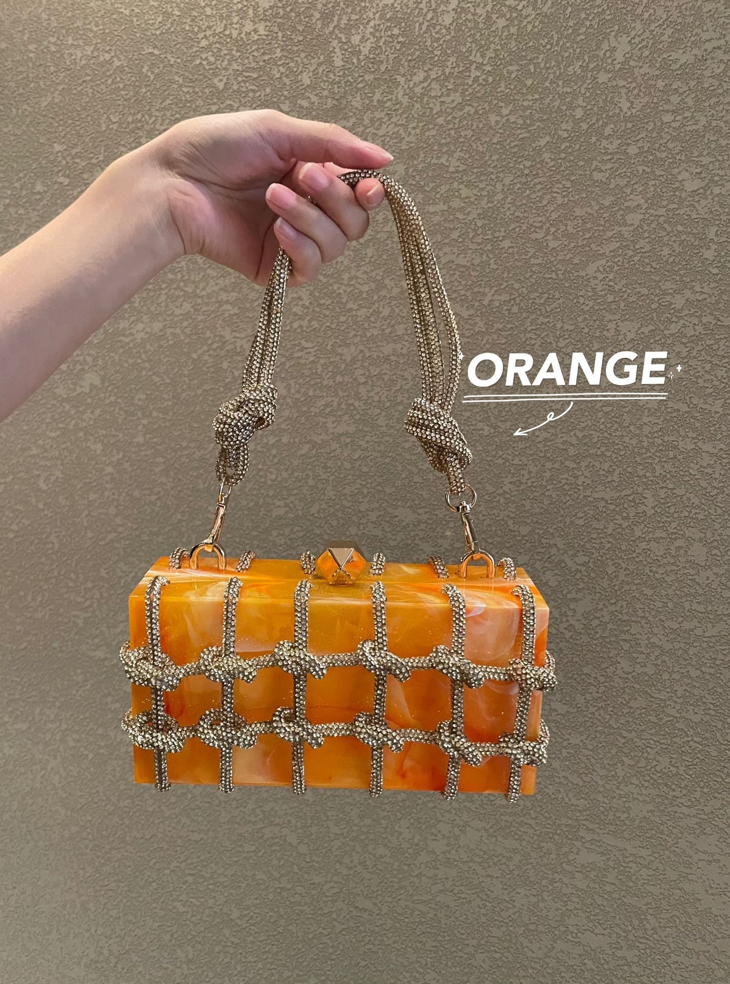 Women's Cloud Marble Acrylic Box Diamond Hand-woven Handbags
