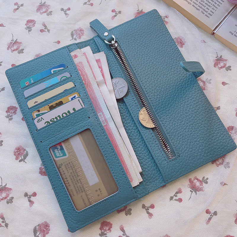 Women's Simple Genuine Cattlehide Leather Surface Multiple Ladies Wallets