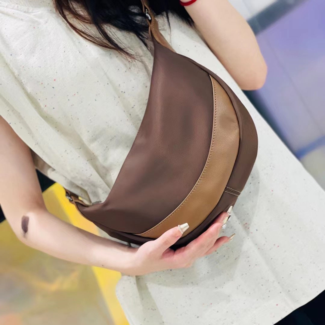 Women's & Men's & Cloth First Layer Cowhide Stitching Large Capacity Crossbody Bags