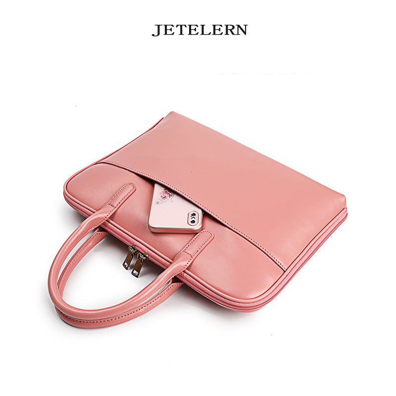 Women's Cattlehide Leather Computer Professional Commute Simple Handbags