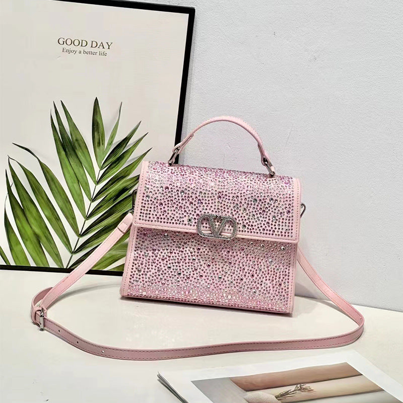 Women's Light Diamond High Quality Fashion Rhinestone Letters Crossbody Bags