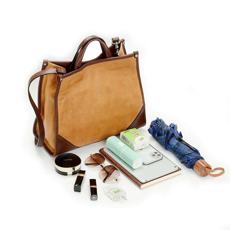 Women's Soft Leather Large Capacity Trendy Retro Handbags