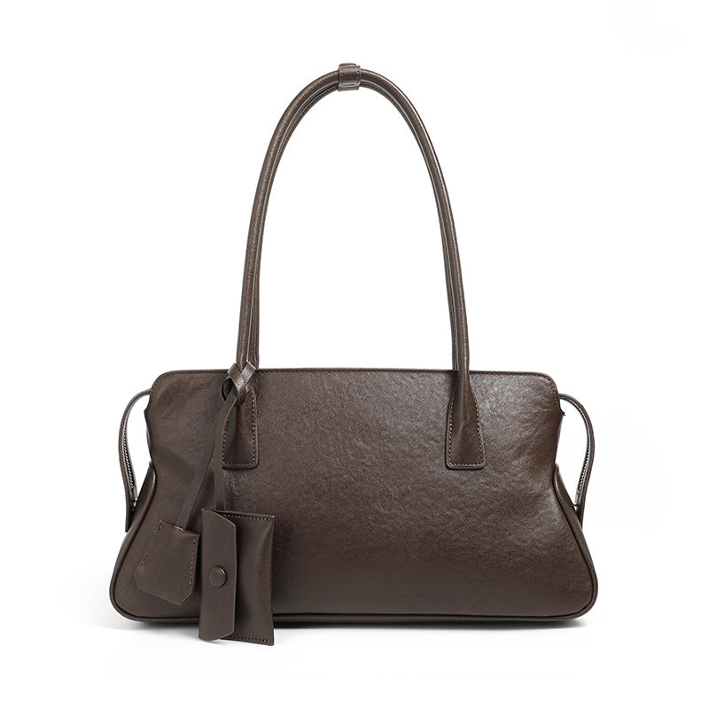 Women's Niche Leather Vegetable Tanning Hand Holding Shoulder Bags