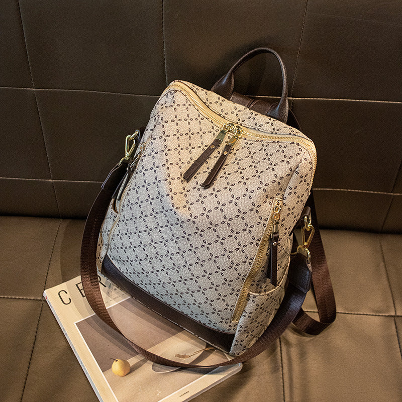 Women's Fashion Large Capacity Simple Printed Retro Backpacks
