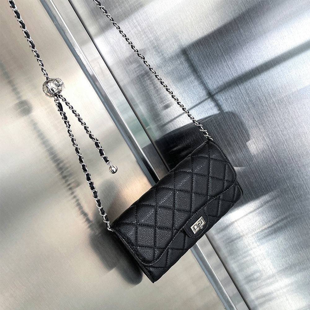 Women's High-grade Cowhide Caviar Pattern Chain Stylish Versatile Bags