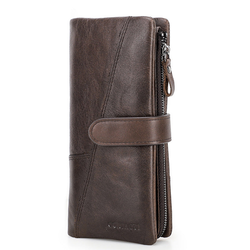 Men's Black Angel Fashion Long Patchwork Cowhide Men's Wallets
