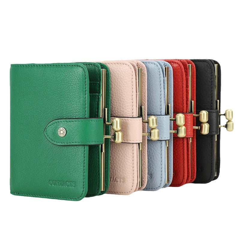 Women's Swiping First Layer Milled Cowhide Multifunctional Ladies Wallets