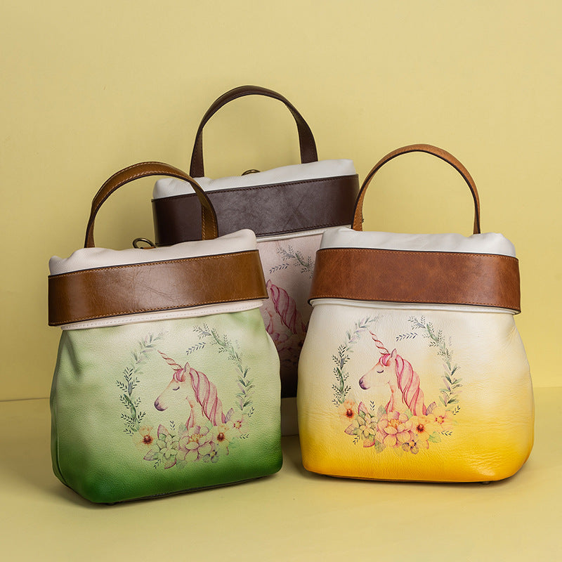 With Goods First Layer Cowhide Chinese Backpacks