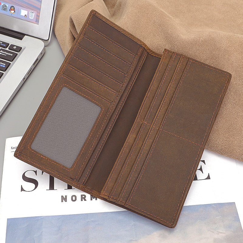 For Man Crazy Horse Long Multiple Men's Wallets