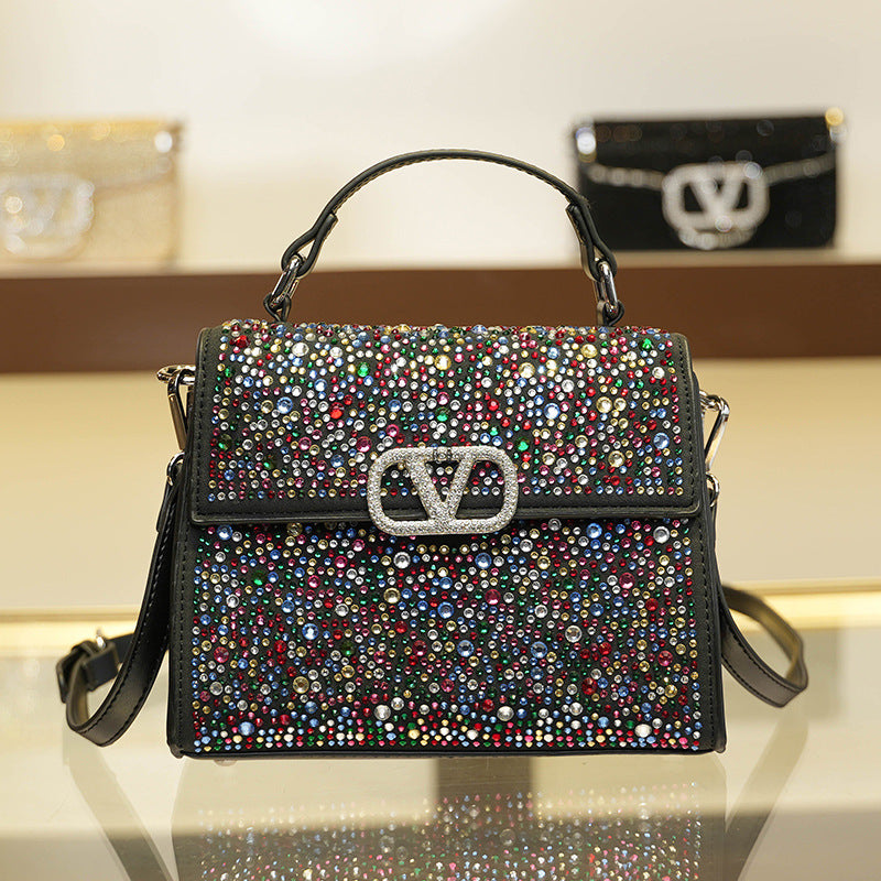 Women's Light Diamond High Quality Fashion Rhinestone Letters Crossbody Bags
