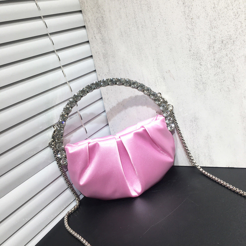 Female Niche Rhinestone Clutch Diamond Pleated Dinner Bags