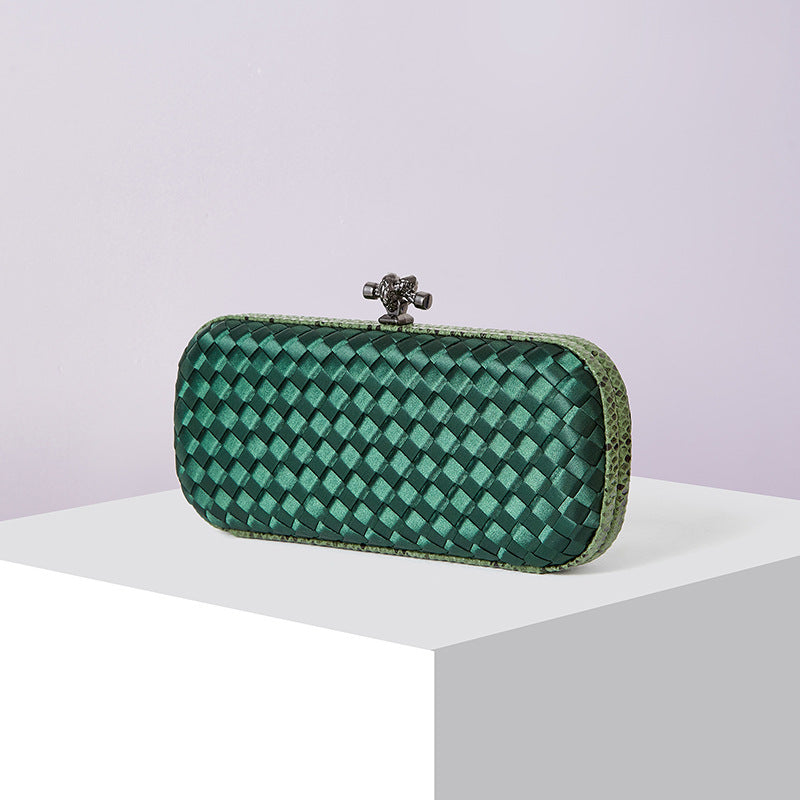 Women's Silk Hand-woven Simplicity Dinner Chain Pouch Evening Bags