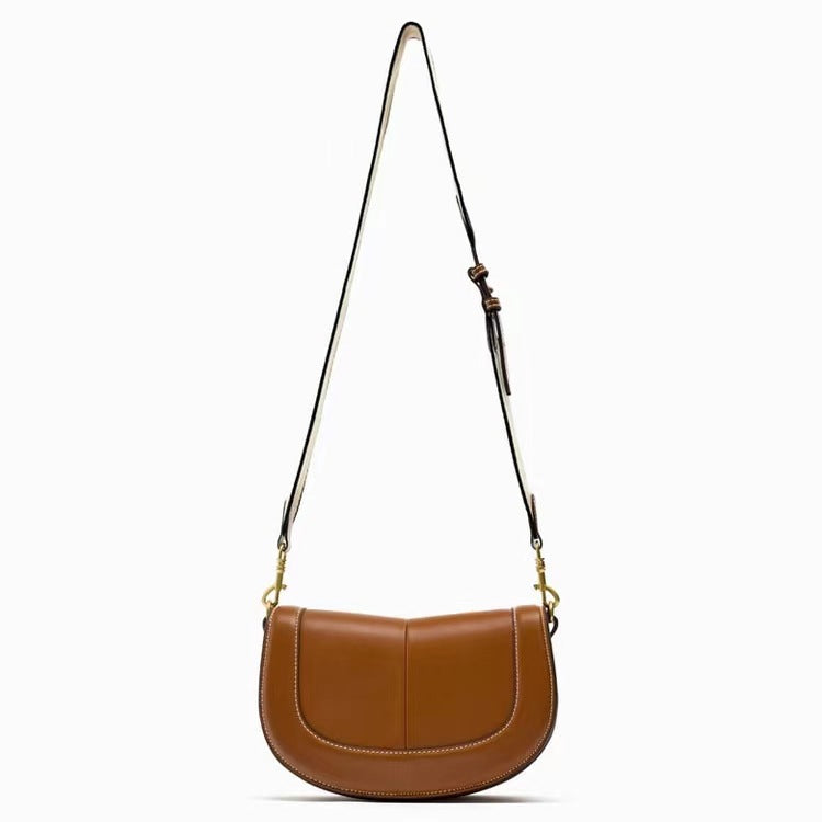 Women's Spanish Saddle Magnetic Snap Flap Thread Crossbody Bags