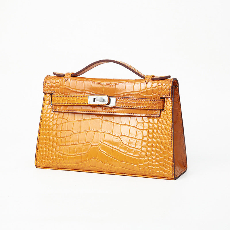 Women's Holding Dinner Crocodile Pattern Chain Genuine Leather Crossbody Bags
