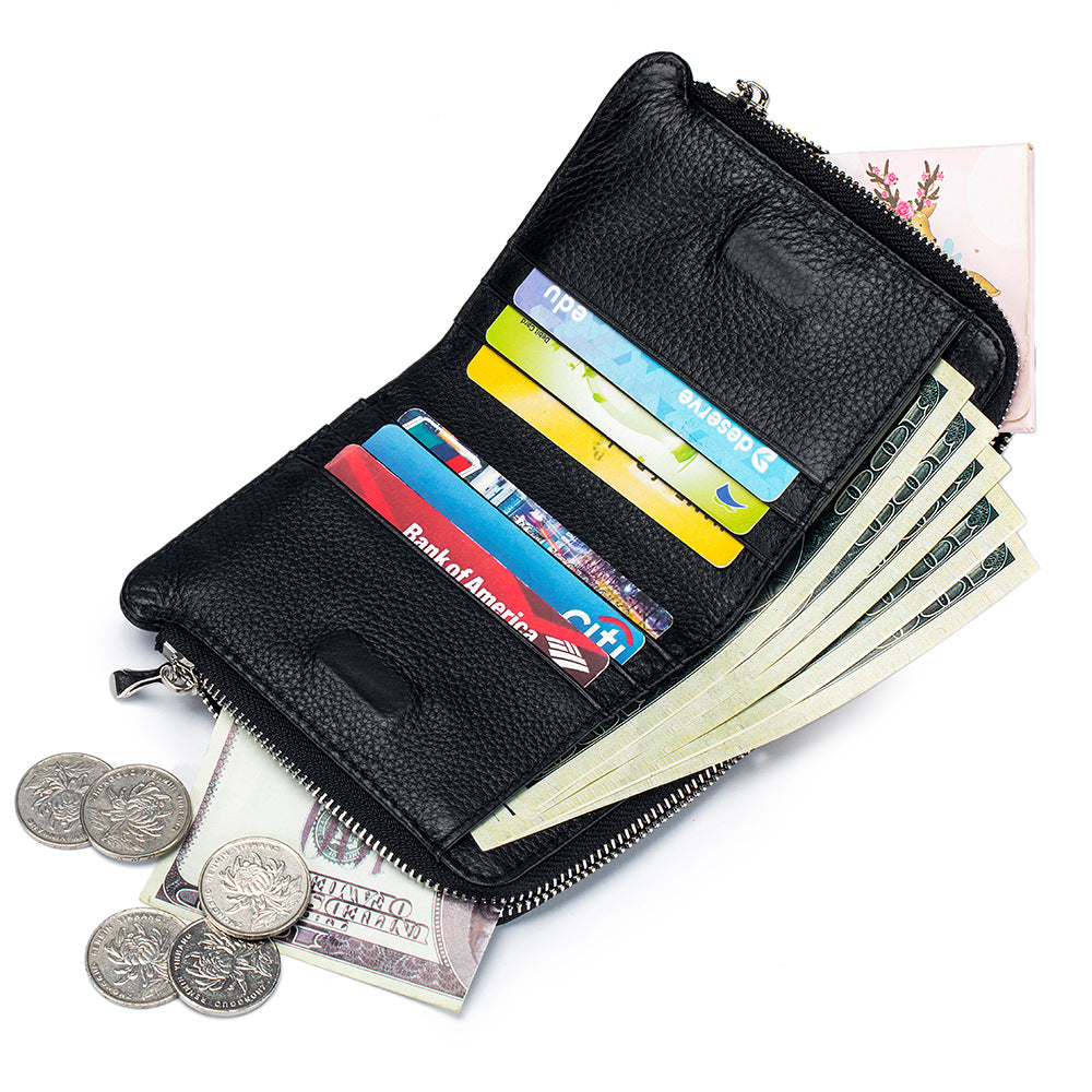Women's & Men's & Short Large Capacity Soft Fashion Double Zipper Ladies Wallets