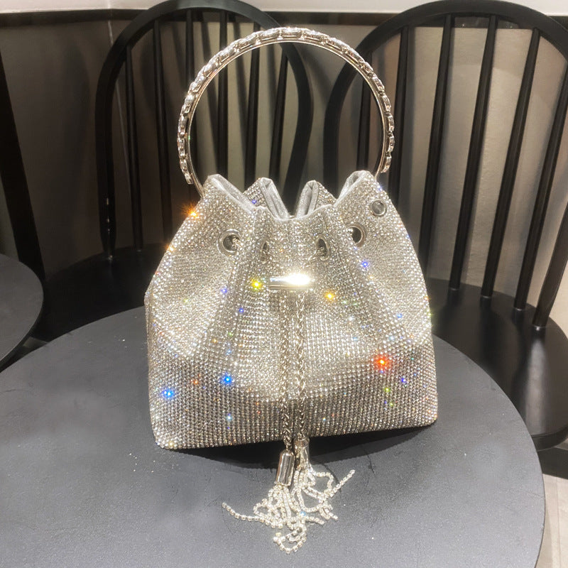 New Rhinestone Metal Clutch Tassel Chain Shoulder Bags