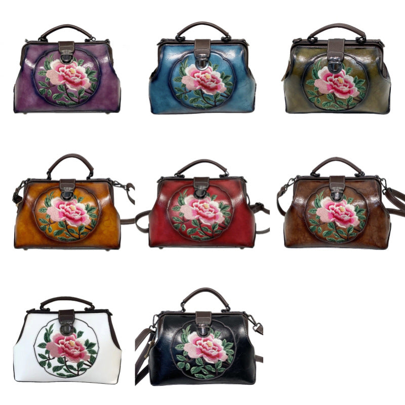 Women's Retro Style Embroidery With Cheongsam Cotton Shoulder Bags