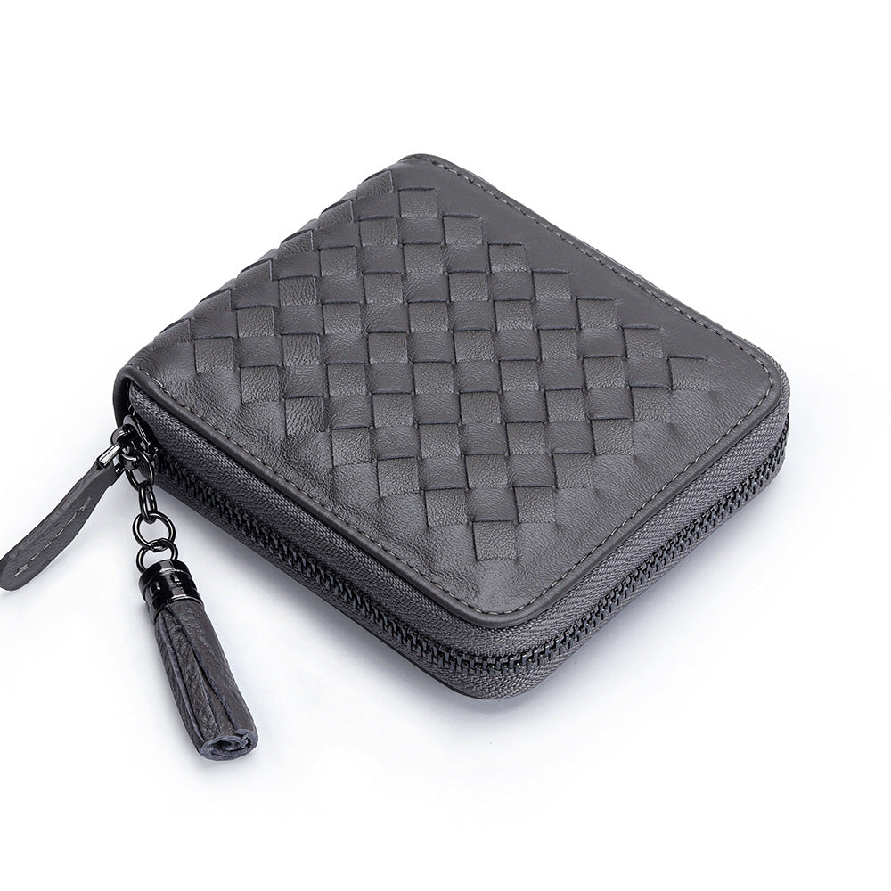 Women's Short Sheepskin Zipper Classic Genuine Leather Ladies Wallets
