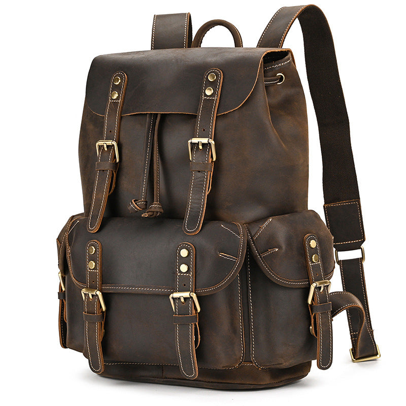Women's & Men's & Leather Crazy Horse Large Capacity Backpacks