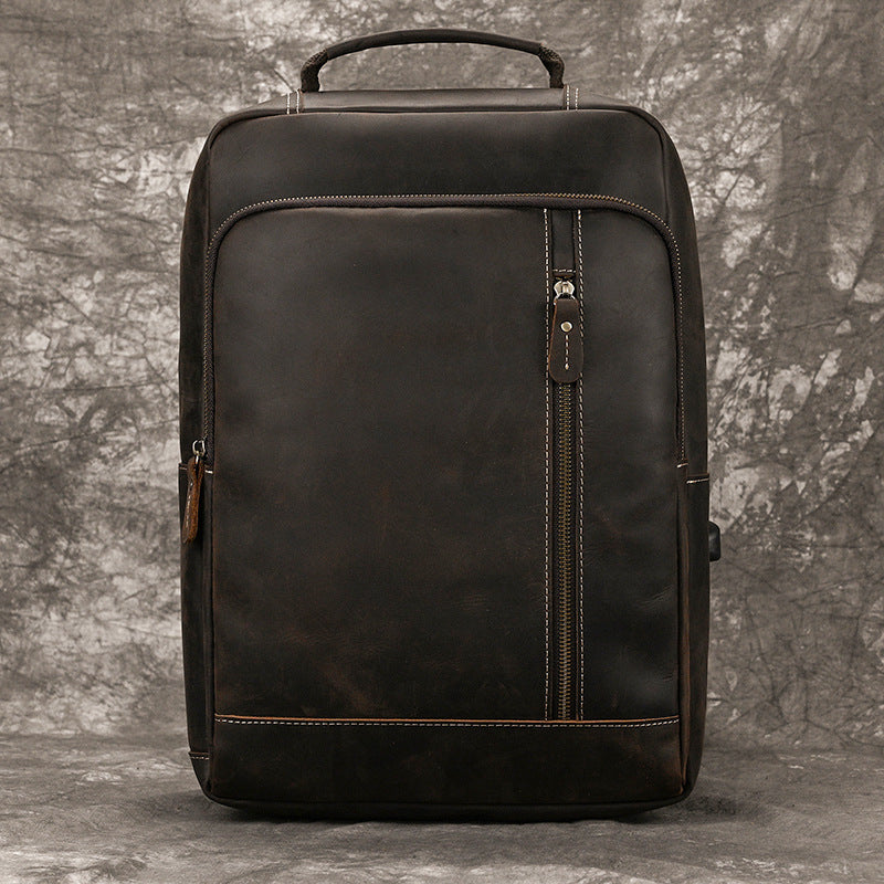 Men's Leisure Leather Inch First Layer Cowhide Backpacks