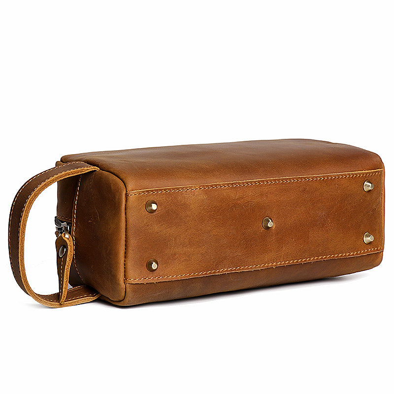 Men's Crazy Horse Leather Toiletry Business Trip Men's Handbags