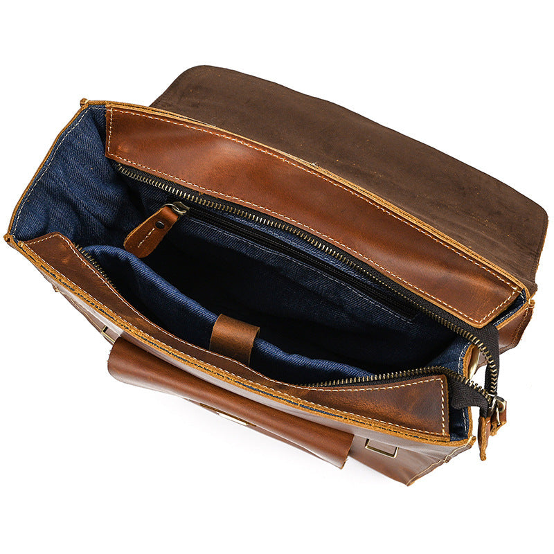 Men's Leather Vintage Clamshell Crazy Horse Backpacks