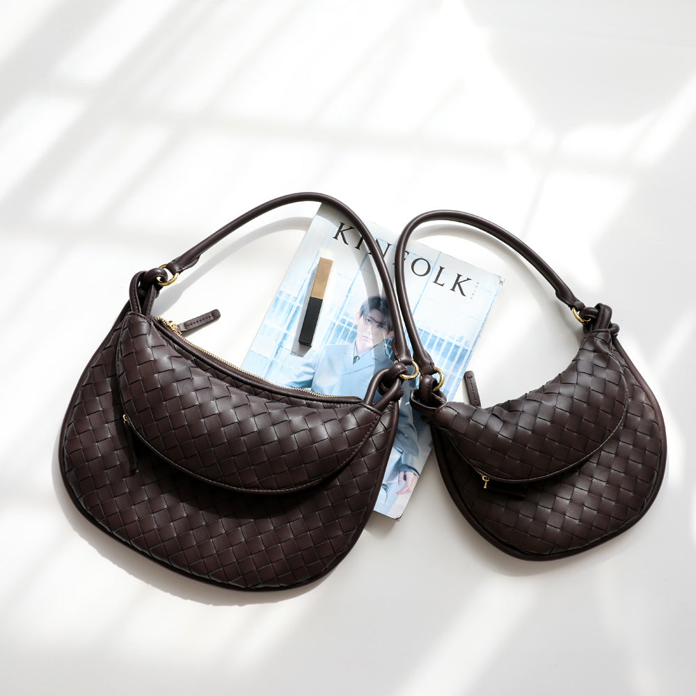 Women's Niche Selenodont High-grade Cowhide Woven Dumpling Handbags