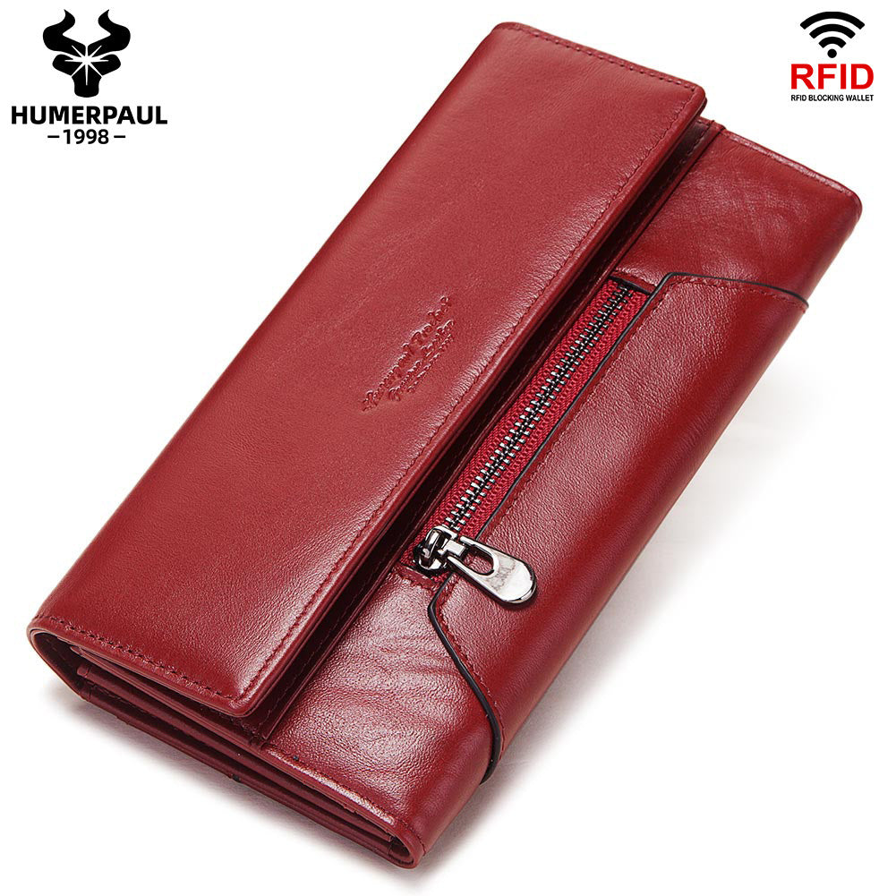 Women's Paul Leather Long First Layer Cowhide Ladies Wallets