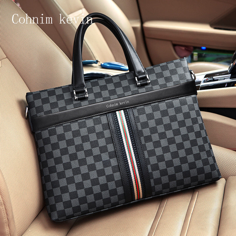 Men's Plaid Business Classic Hand Carrying Inch Men's Handbags