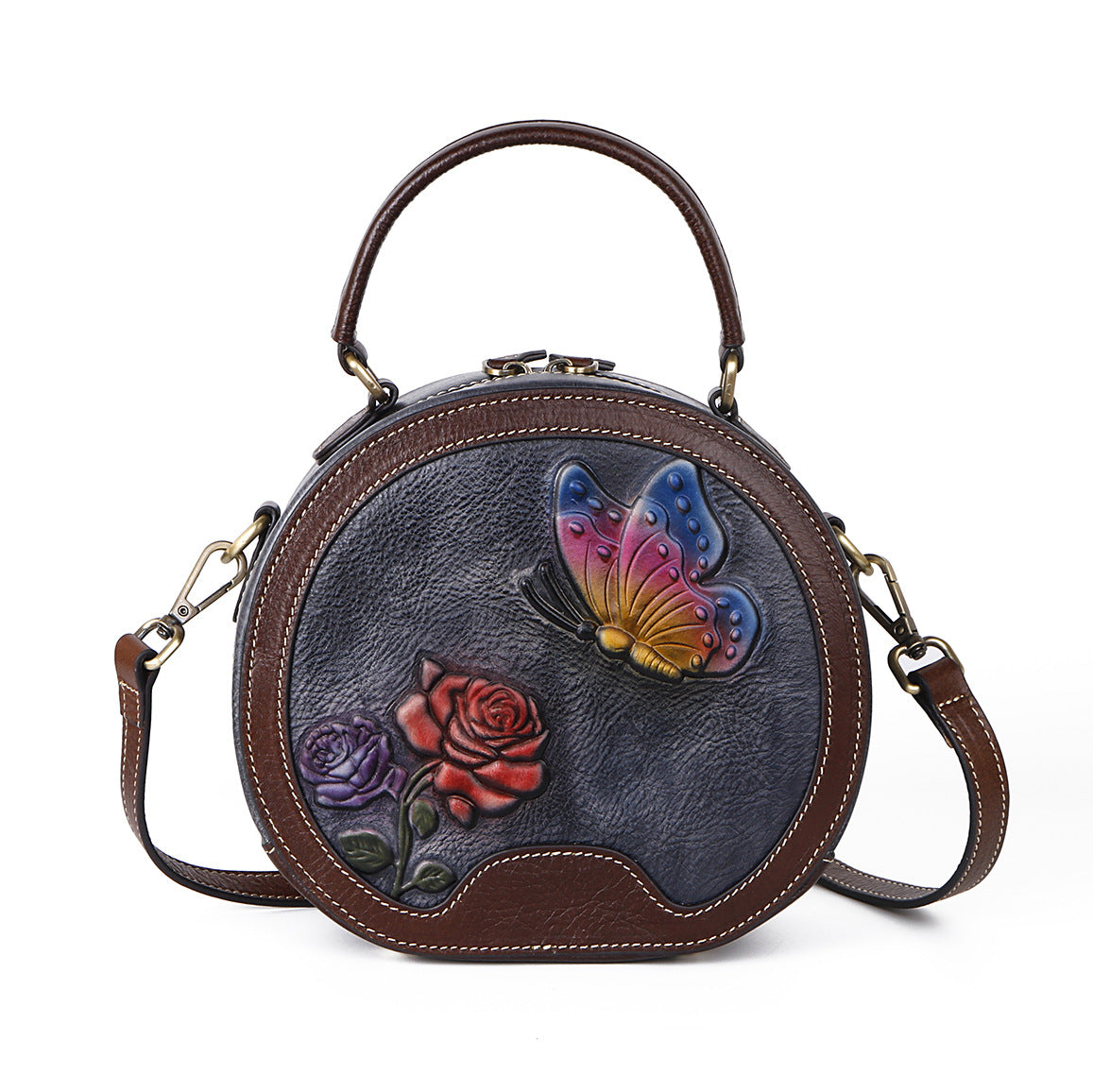 Women's First Layer Cowhide Love Of Butterfly Shoulder Bags
