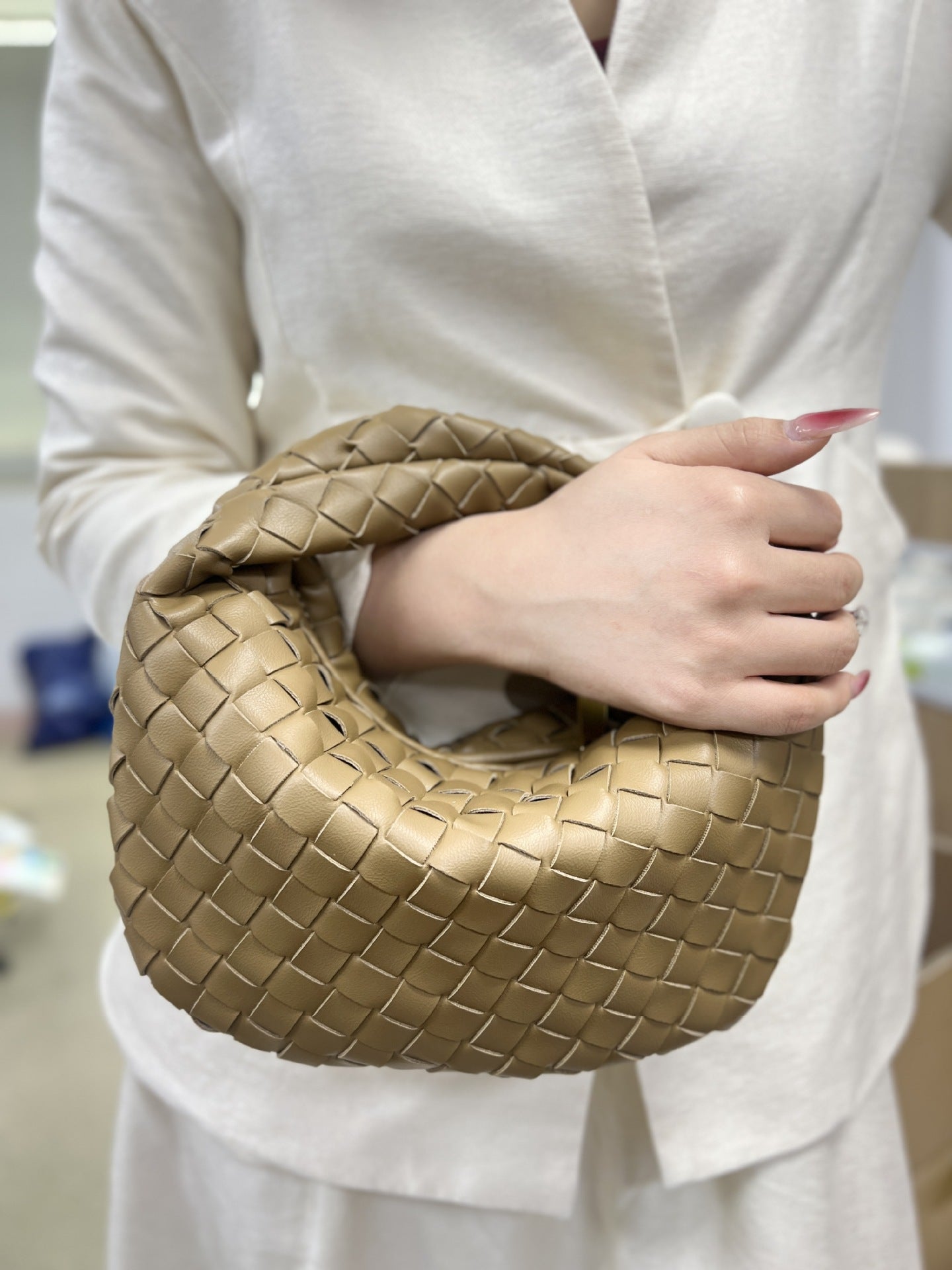 Woven Female Cloud Croissant Hand Holding Handbags