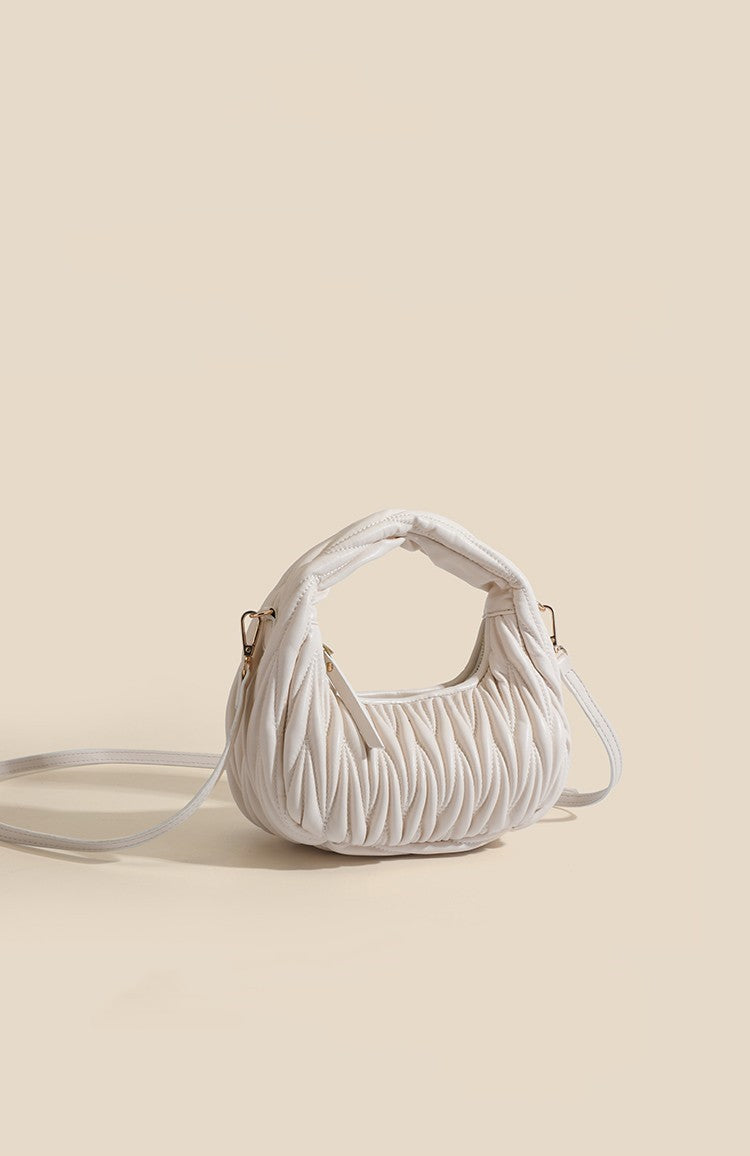 Women's Hand Holding Summer Pleated Crescent Cloud Crossbody Bags