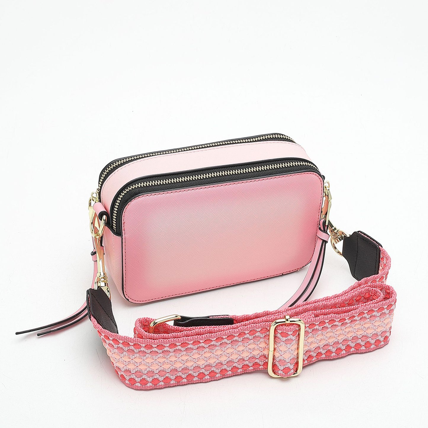 Women's Wide Strap Mark Double Zipper Classic Bags