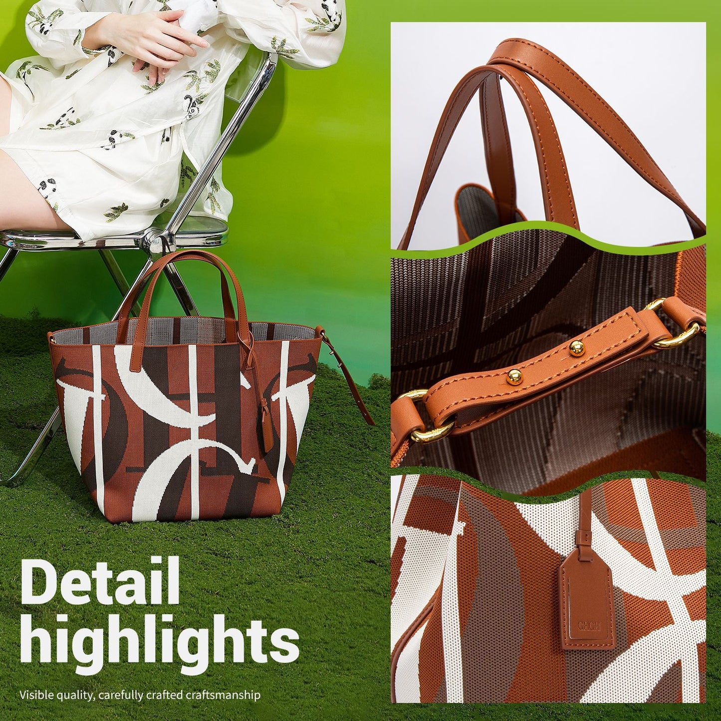 Women's Spring Fashion Letter Design Large Capacity Shoulder Bags