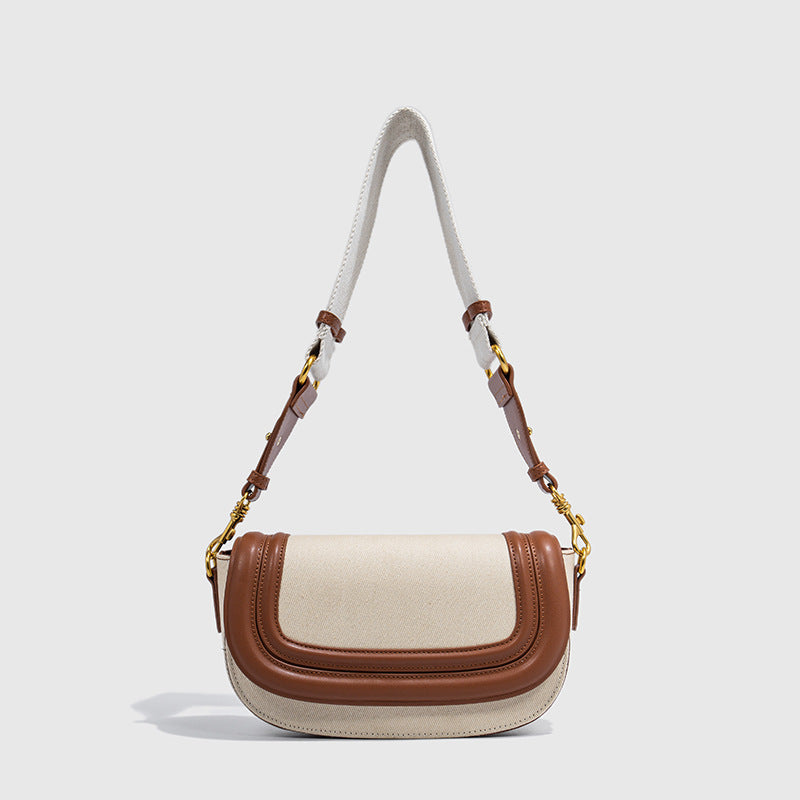 Women's Home Saddle Fashion Broadband Contrast Color Crossbody Bags