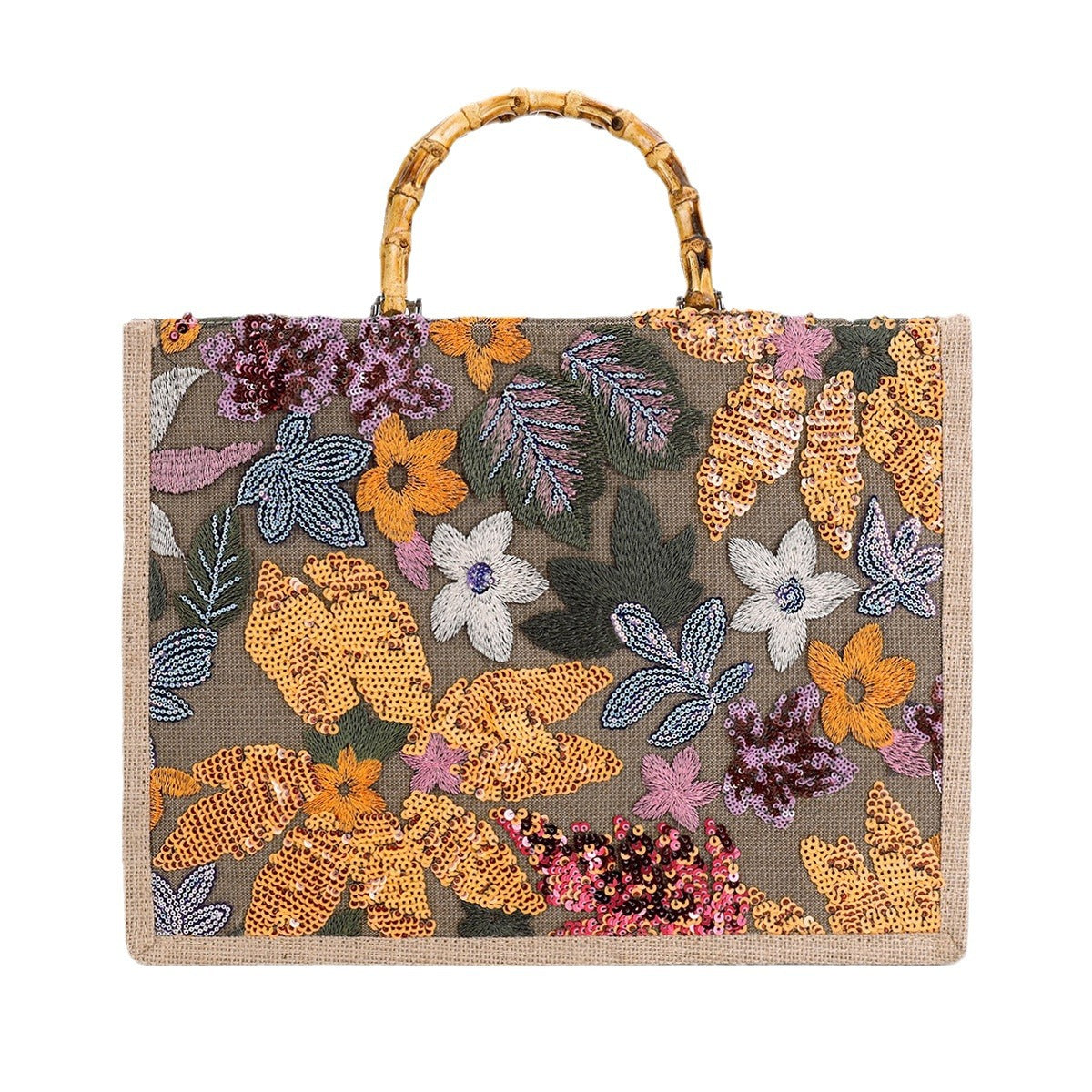 Women's Bamboo Woven High-grade Sequins For Large Capacity Handbags
