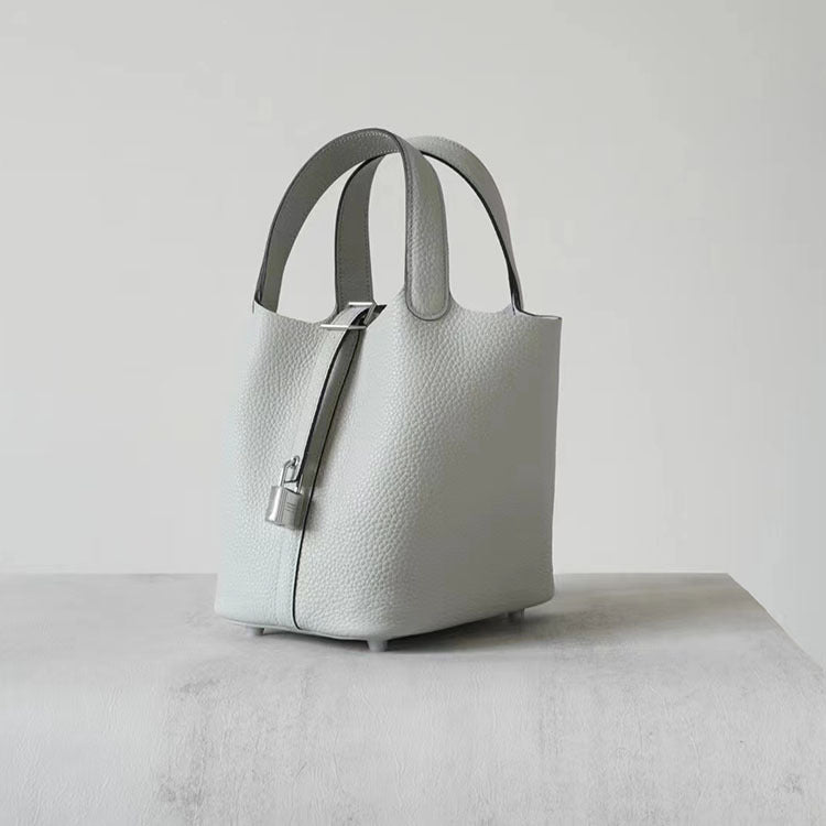 Wax Line Vegetable Basket Imported Cowhide Handbags