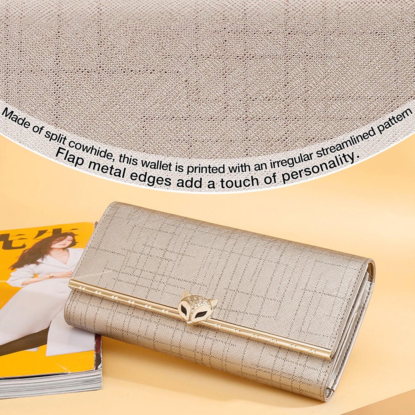 Women's Long Cowhide Large Capacity Fashion Korean Ladies Wallets