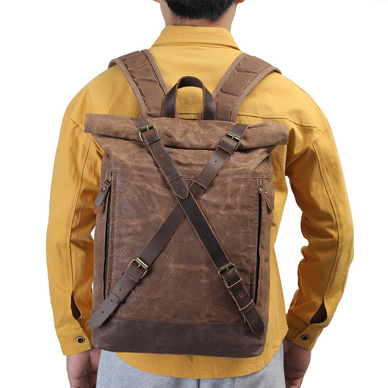 Retro Waterproof Oil Wax Canvas Crazy Backpacks