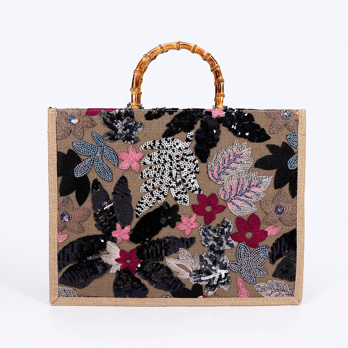 Women's Bamboo Woven High-grade Sequins For Large Capacity Handbags