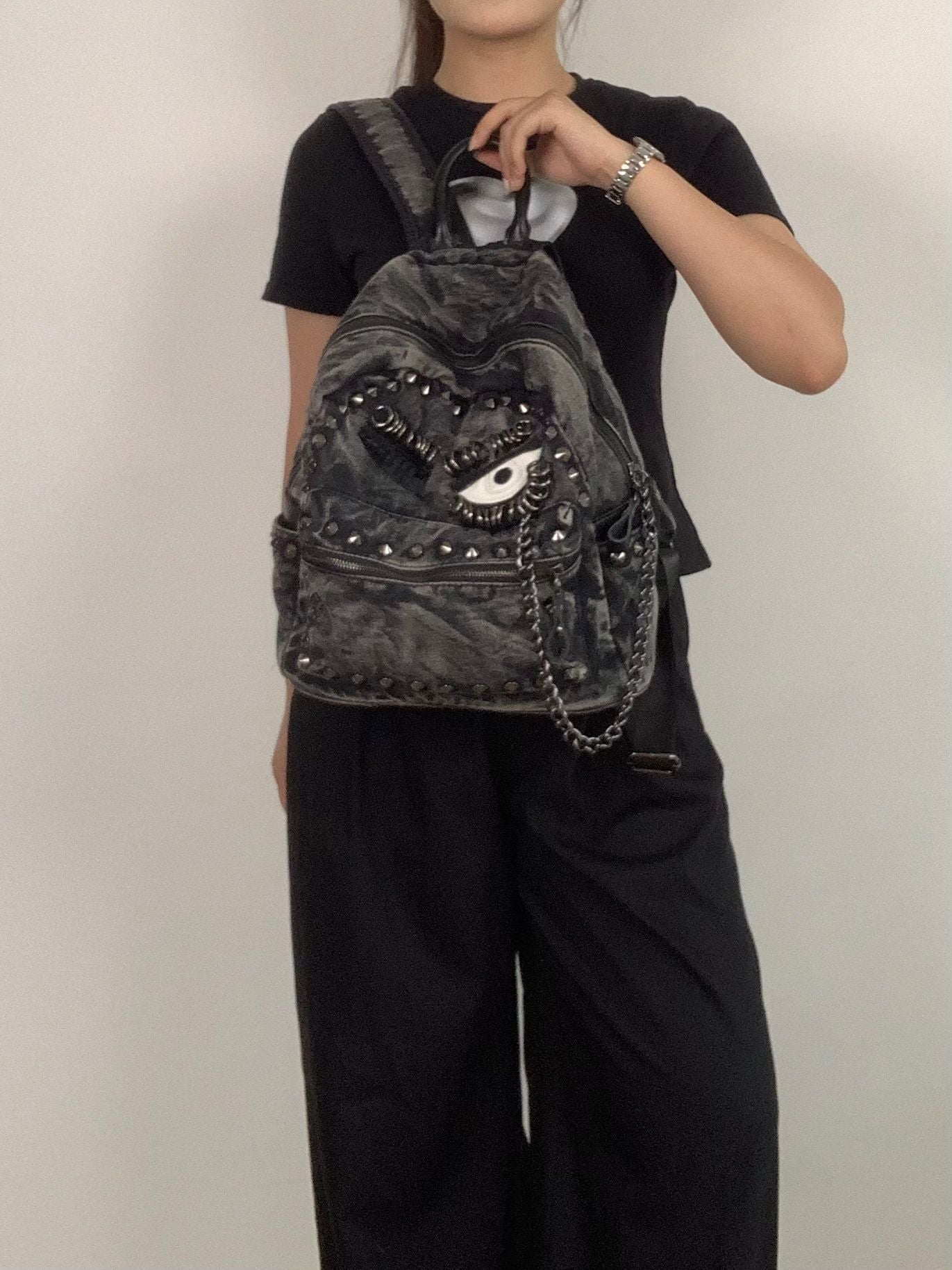 Women's Eye Rivet Chain Versatile Personalized Trendy Backpacks