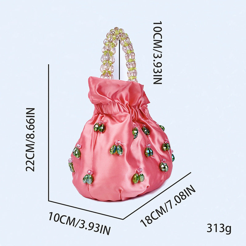 Women's Niche Design Handmade Beaded Satin Portable Handbags