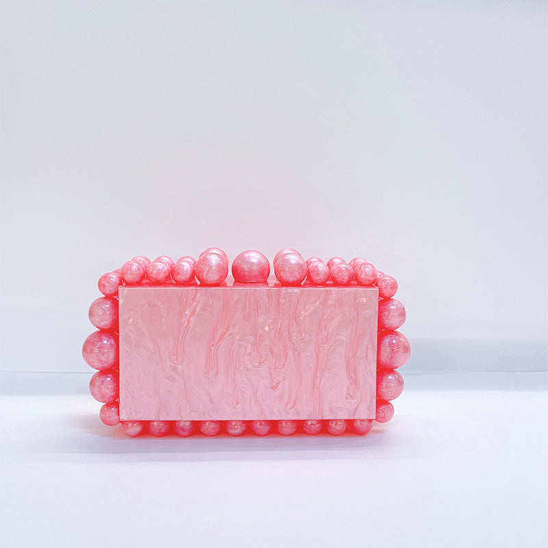 Women's Trendy Acrylic Cloud Glue Beads Clutch Evening Bags