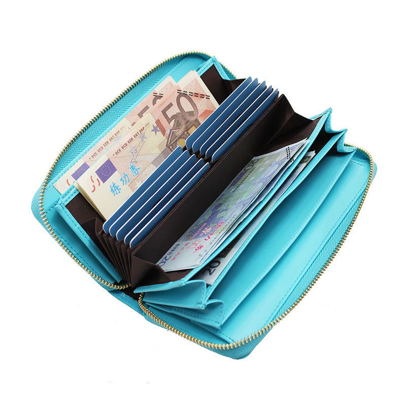 Women's Long Cowhide Organ Style Swiping Multiple Handbags