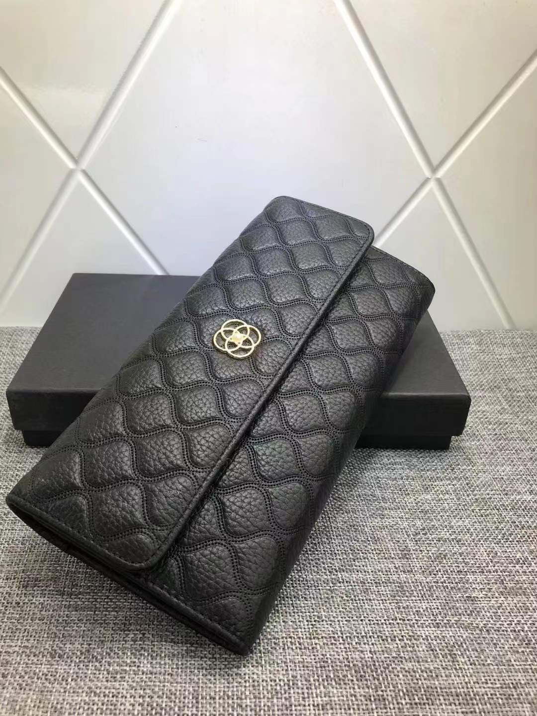 Women's First Layer Cowhide Mid-length Fashion Rhombus Ladies Wallets