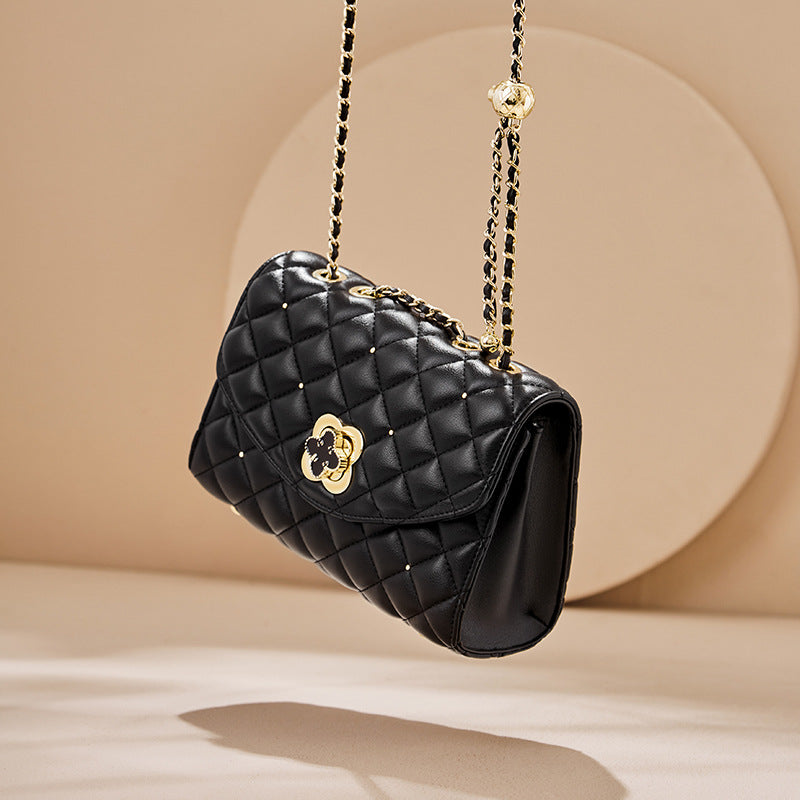 Women's Mother's Day Gift Black Chain Genuine Shoulder Bags